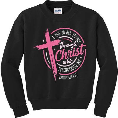 I Can Do All Things Through Christ Breast Cancer Awareness Kids Sweatshirt