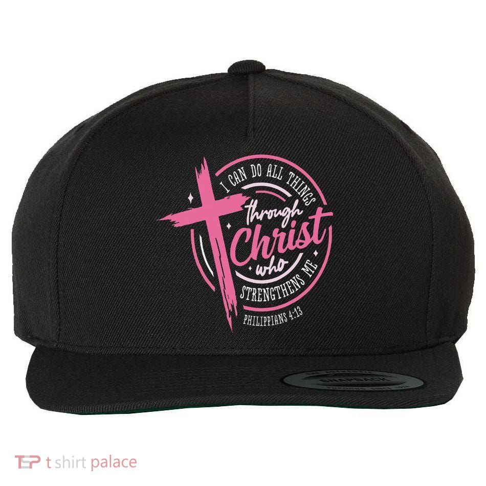 I Can Do All Things Through Christ Breast Cancer Awareness Wool Snapback Cap