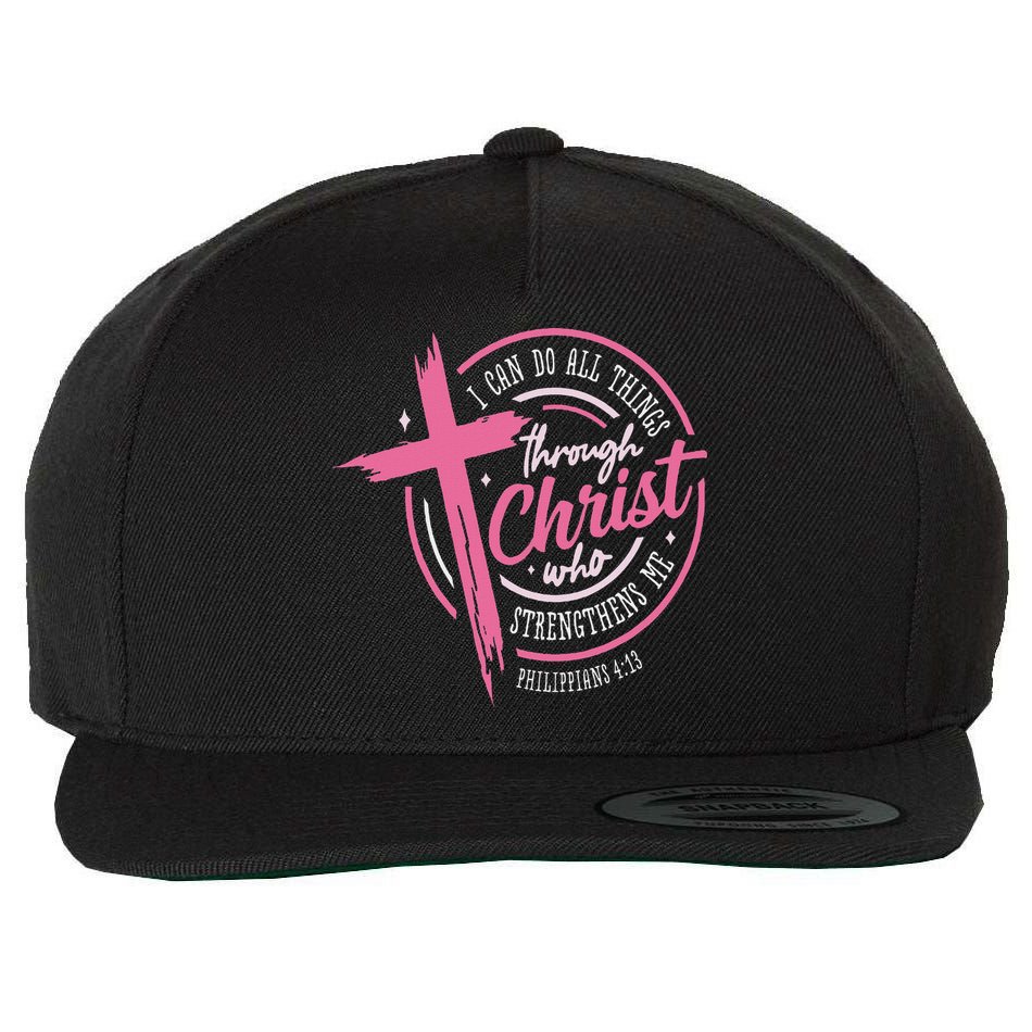 I Can Do All Things Through Christ Breast Cancer Awareness Wool Snapback Cap
