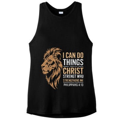 I Can Do All Things Through Christ Inspirational Belief Ladies PosiCharge Tri-Blend Wicking Tank