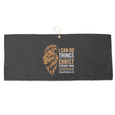 I Can Do All Things Through Christ Inspirational Belief Large Microfiber Waffle Golf Towel