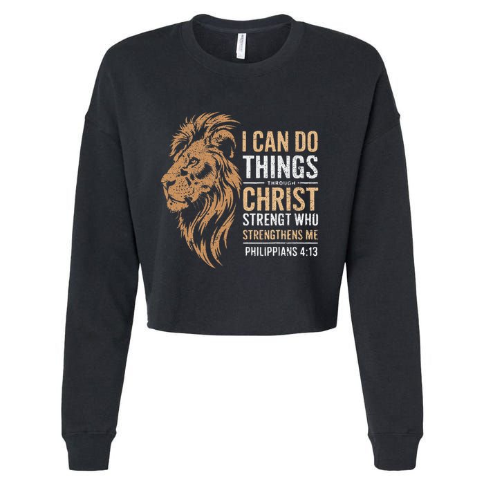I Can Do All Things Through Christ Inspirational Belief Cropped Pullover Crew