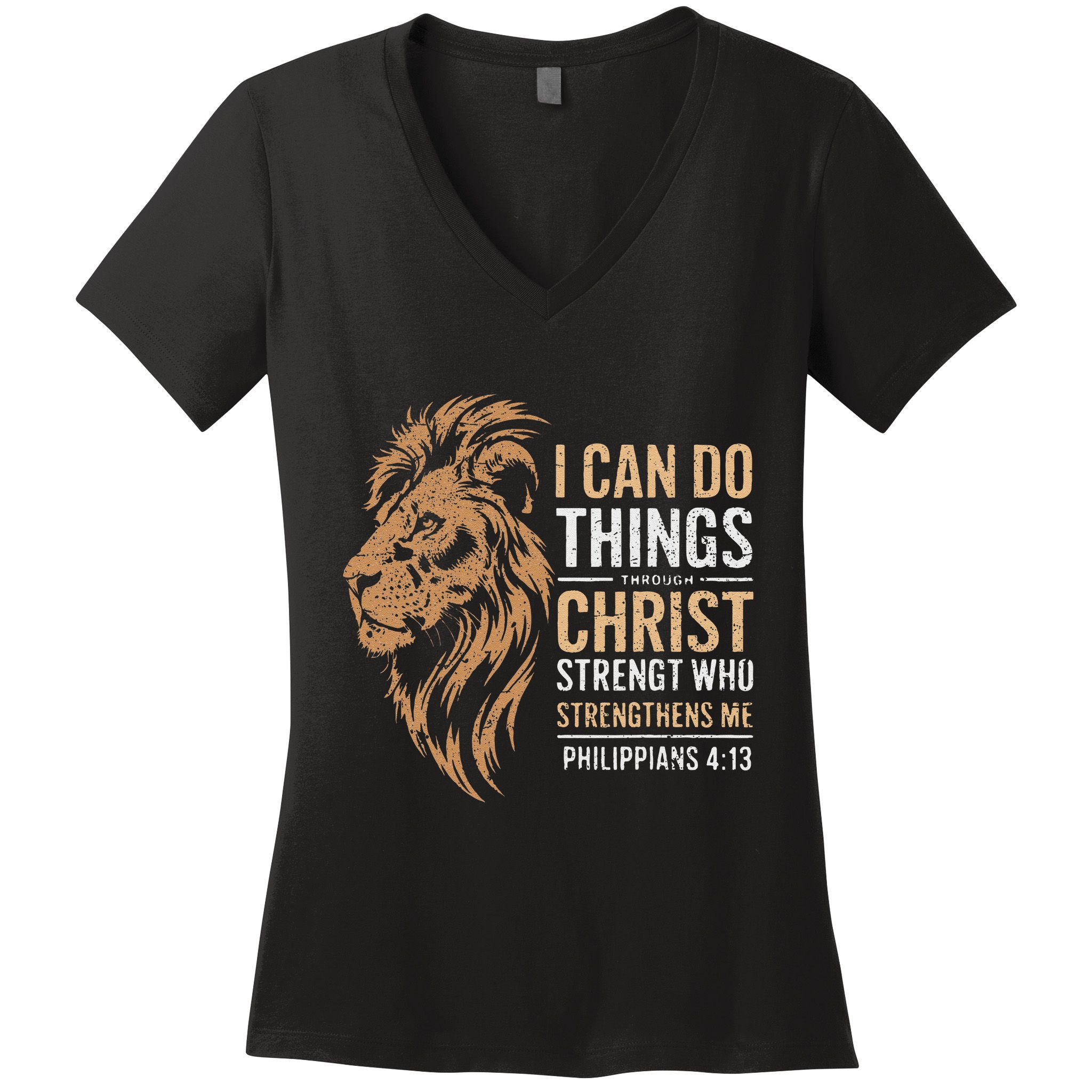I Can Do All Things Through Christ Inspirational Belief Women's V-Neck T-Shirt