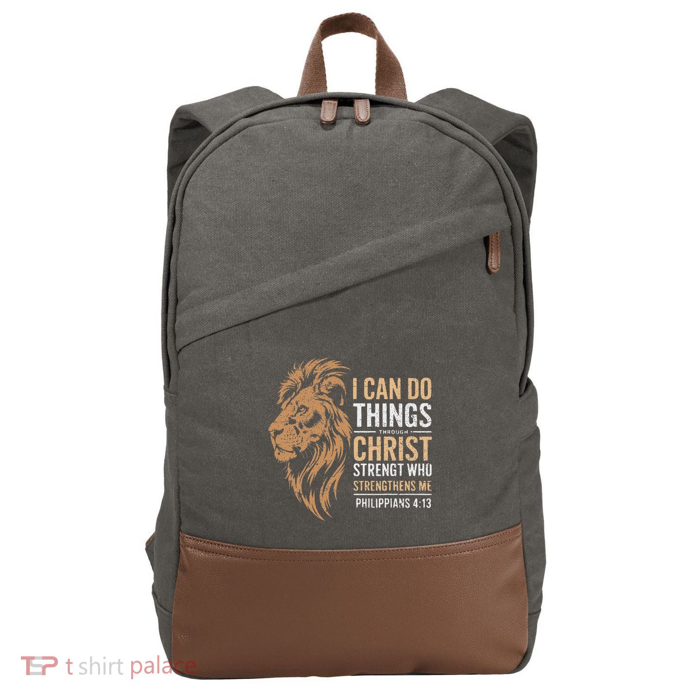 I Can Do All Things Through Christ Inspirational Belief Cotton Canvas Backpack