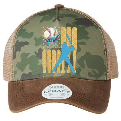 Ice Cream Drip Baseball Bat Baseball Player 4th Of July Legacy Tie Dye Trucker Hat
