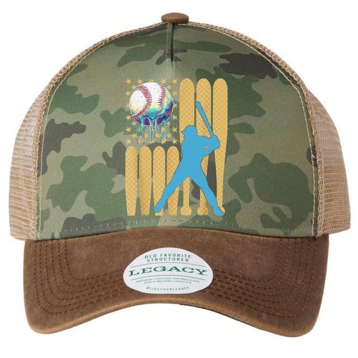 Ice Cream Drip Baseball Bat Baseball Player 4th Of July Legacy Tie Dye Trucker Hat