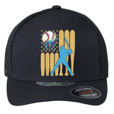 Ice Cream Drip Baseball Bat Baseball Player 4th Of July Flexfit Unipanel Trucker Cap