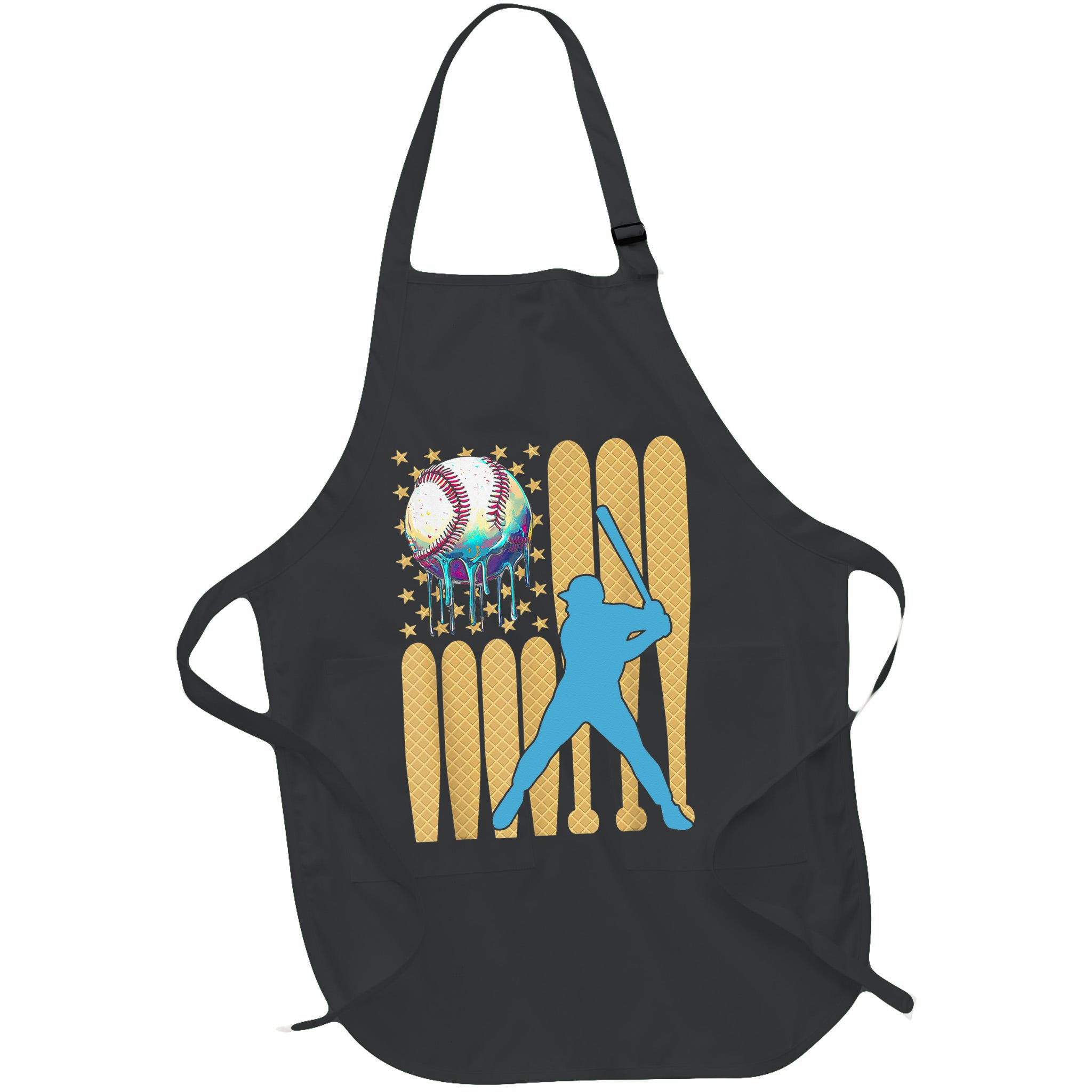 Ice Cream Drip Baseball Bat Baseball Player 4th Of July Apron