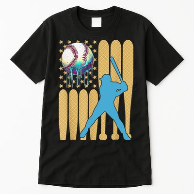 Ice Cream Drip Baseball Bat Baseball Player 4th Of July Tall T-Shirt