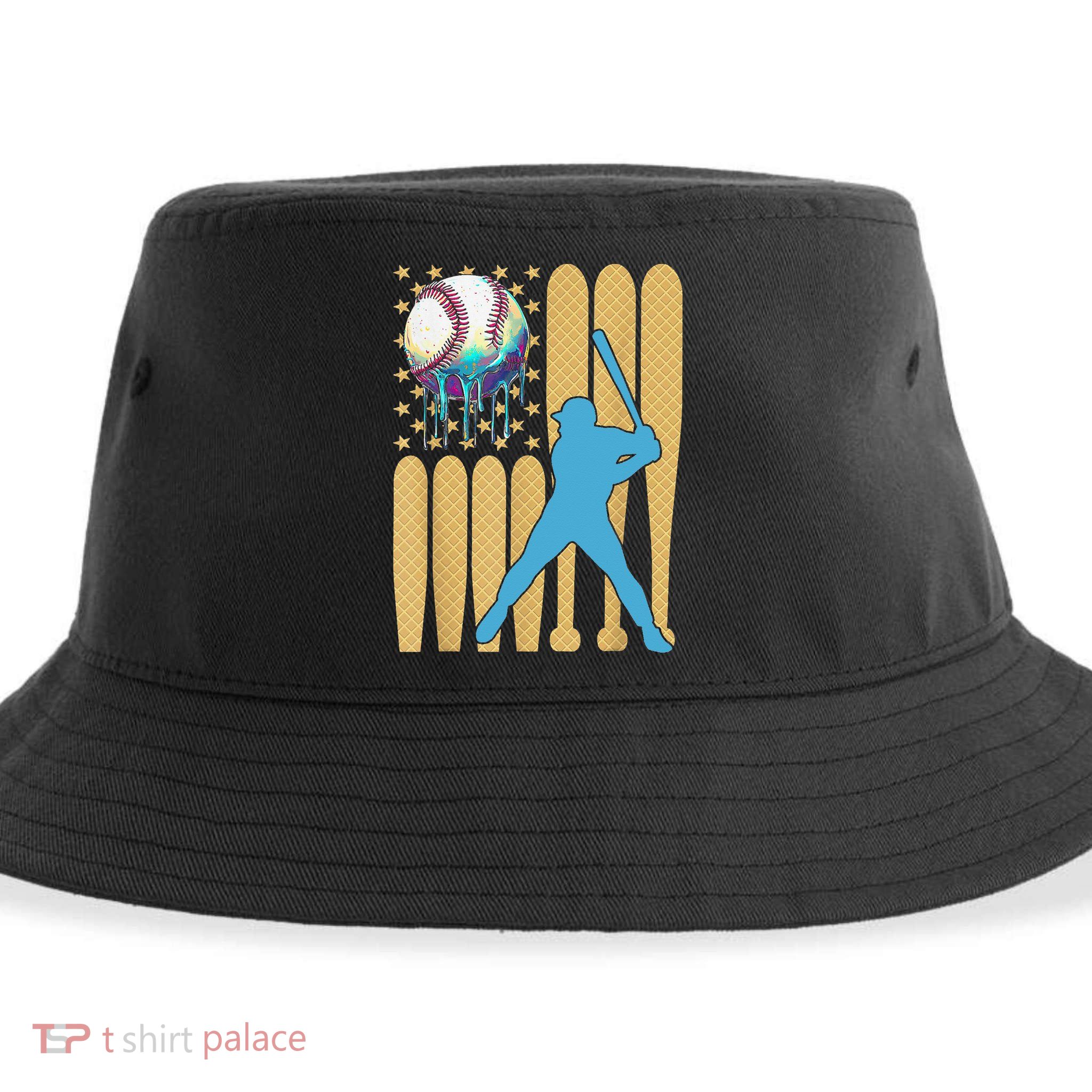 Ice Cream Drip Baseball Bat Baseball Player 4th Of July Sustainable Bucket Hat