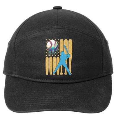 Ice Cream Drip Baseball Bat Baseball Player 4th Of July 7-Panel Snapback Hat
