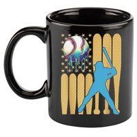 Ice Cream Drip Baseball Bat Baseball Player 4th Of July 11oz C Handle Ceramic Mug