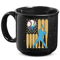 Ice Cream Drip Baseball Bat Baseball Player 4th Of July 15oz Campfire Ceramic Mug