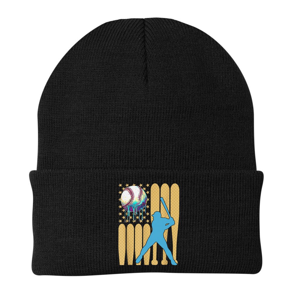 Ice Cream Drip Baseball Bat Baseball Player 4th Of July Beanie