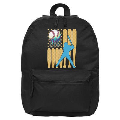 Ice Cream Drip Baseball Bat Baseball Player 4th Of July 16 in Basic Backpack