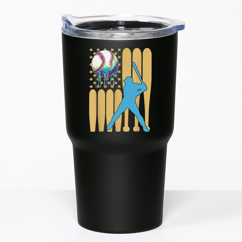 Ice Cream Drip Baseball Bat Baseball Player 4th Of July Tumbler
