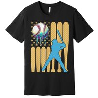 Ice Cream Drip Baseball Bat Baseball Player 4th Of July Premium T-Shirt