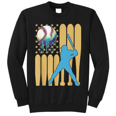 Ice Cream Drip Baseball Bat Baseball Player 4th Of July Tall Sweatshirt