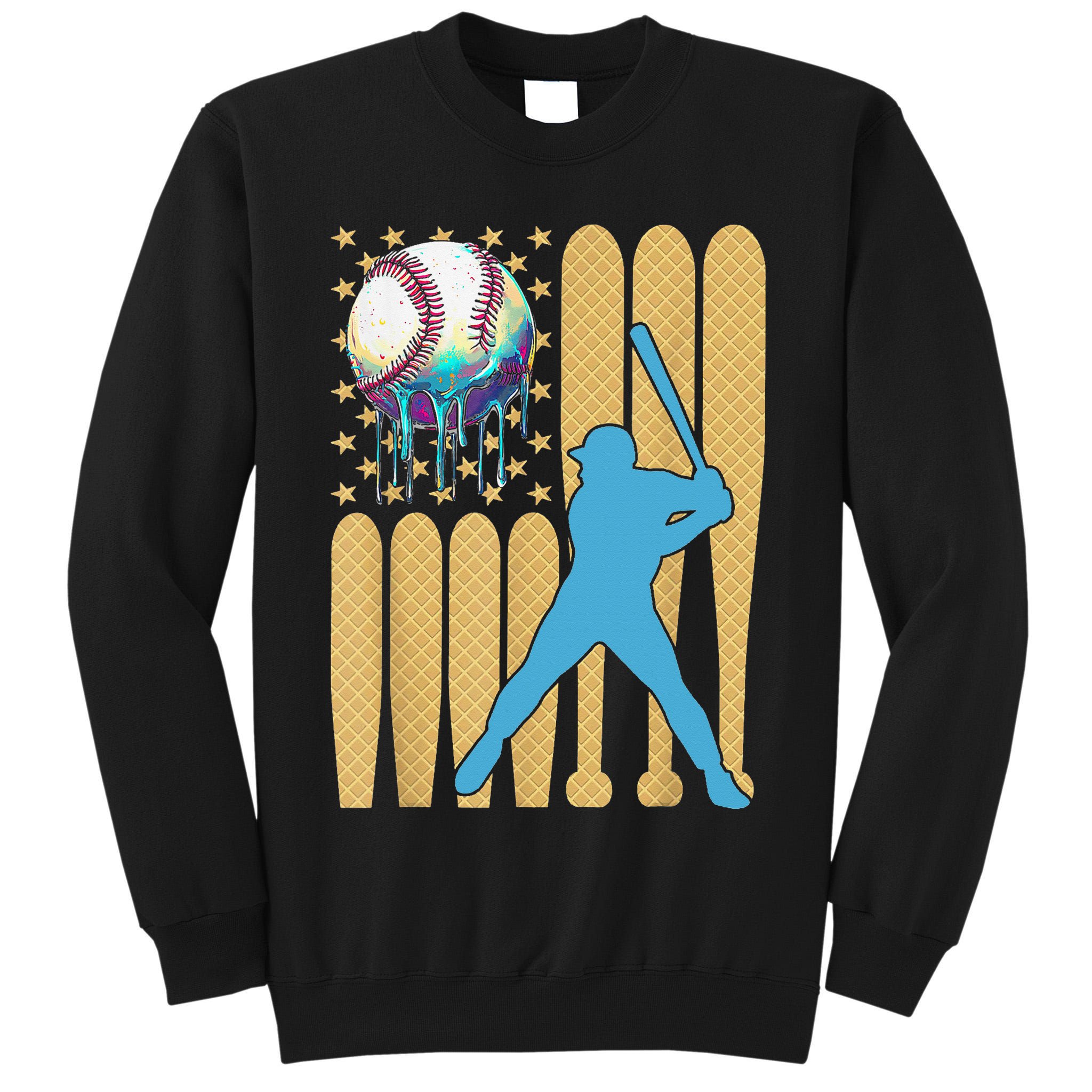 Ice Cream Drip Baseball Bat Baseball Player 4th Of July Tall Sweatshirt