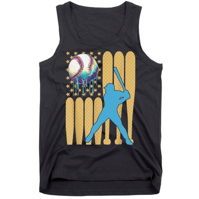 Ice Cream Drip Baseball Bat Baseball Player 4th Of July Tank Top