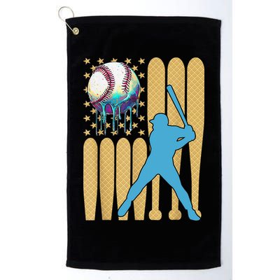 Ice Cream Drip Baseball Bat Baseball Player 4th Of July Golf Towel