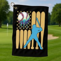 Ice Cream Drip Baseball Bat Baseball Player 4th Of July Golf Towel