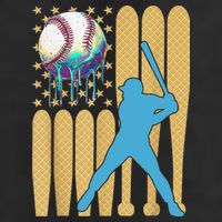 Ice Cream Drip Baseball Bat Baseball Player 4th Of July Golf Towel