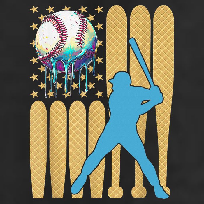 Ice Cream Drip Baseball Bat Baseball Player 4th Of July Golf Towel