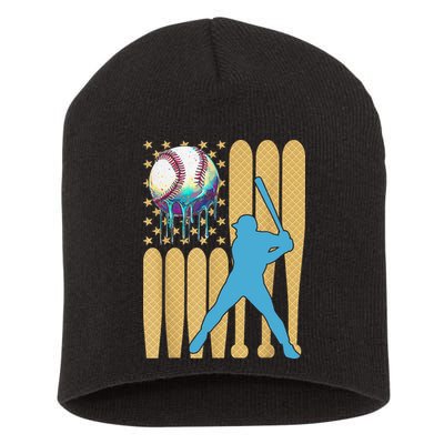 Ice Cream Drip Baseball Bat Baseball Player 4th Of July Short Acrylic Beanie