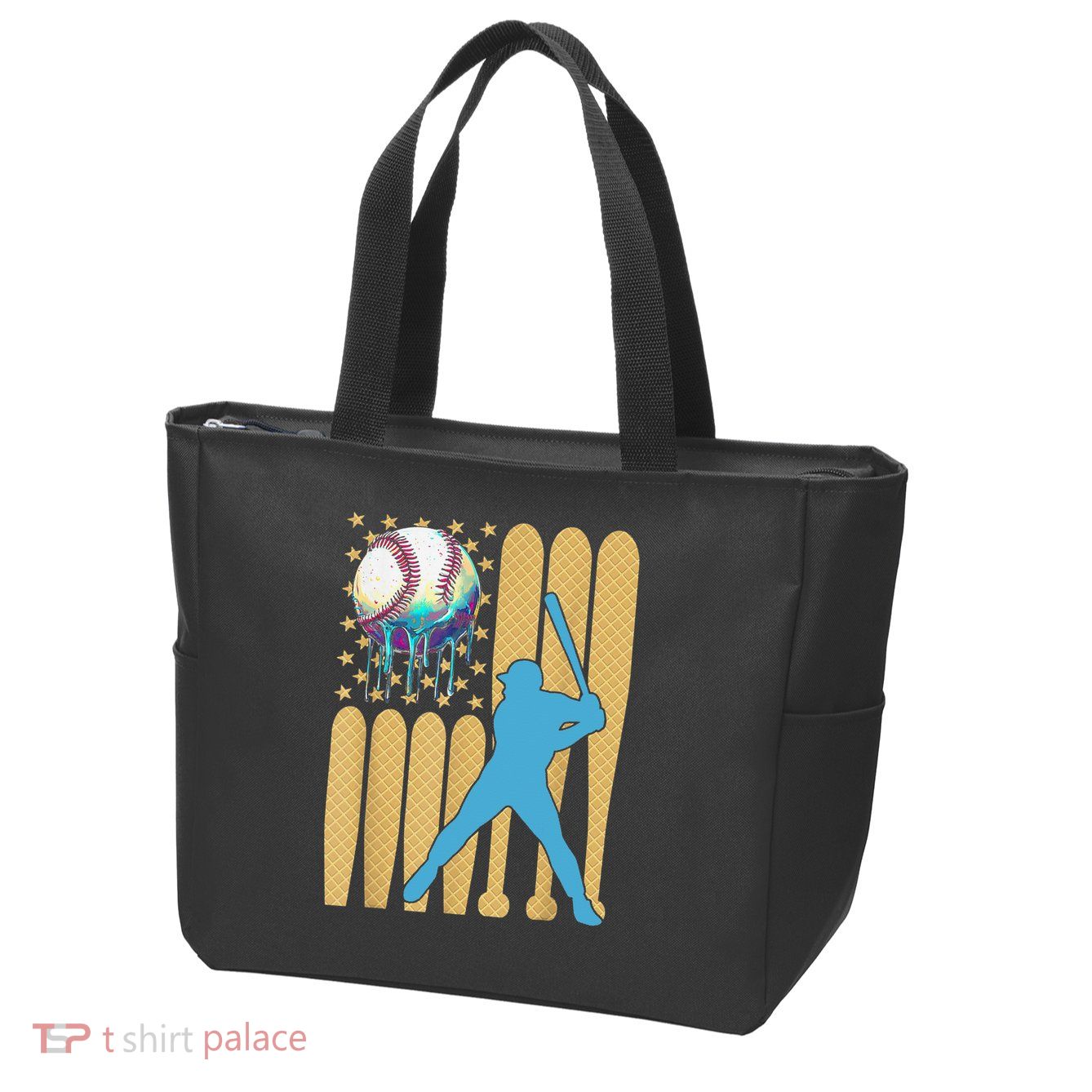 Ice Cream Drip Baseball Bat Baseball Player 4th Of July Zip Tote Bag