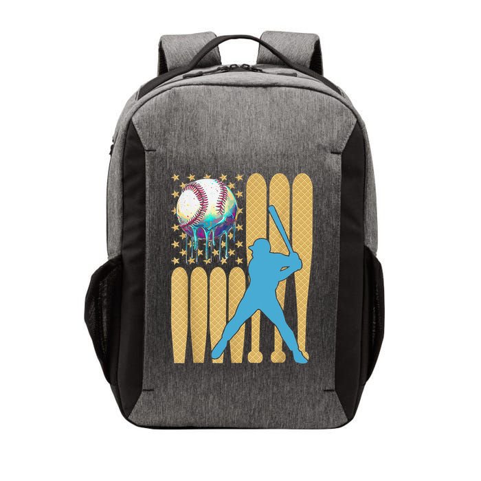 Ice Cream Drip Baseball Bat Baseball Player 4th Of July Vector Backpack