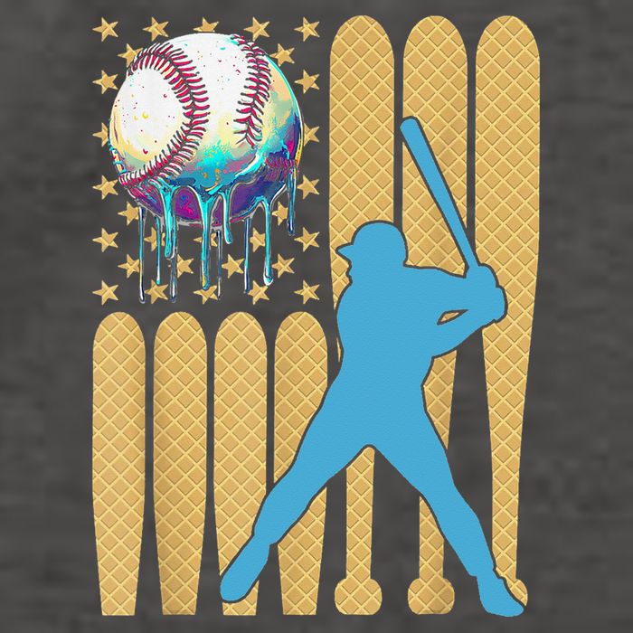Ice Cream Drip Baseball Bat Baseball Player 4th Of July Vector Backpack