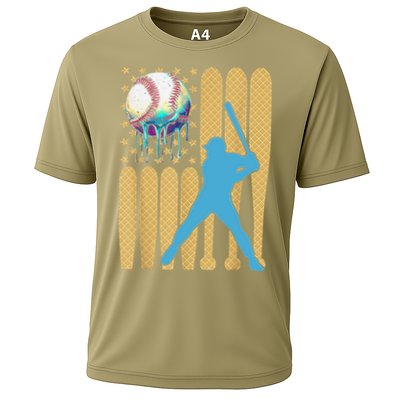 Ice Cream Drip Baseball Bat Baseball Player 4th Of July Performance Shirt