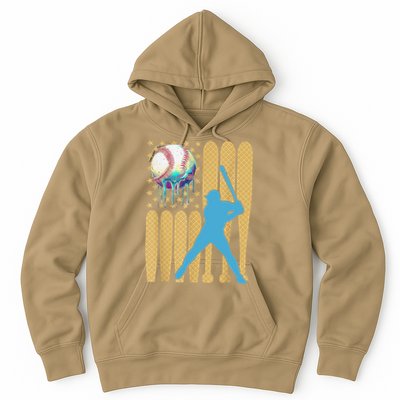 Ice Cream Drip Baseball Bat Baseball Player 4th Of July Hoodie