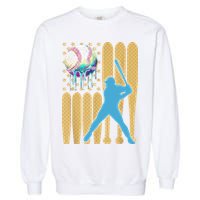 Ice Cream Drip Baseball Bat Baseball Player 4th Of July Garment-Dyed Sweatshirt