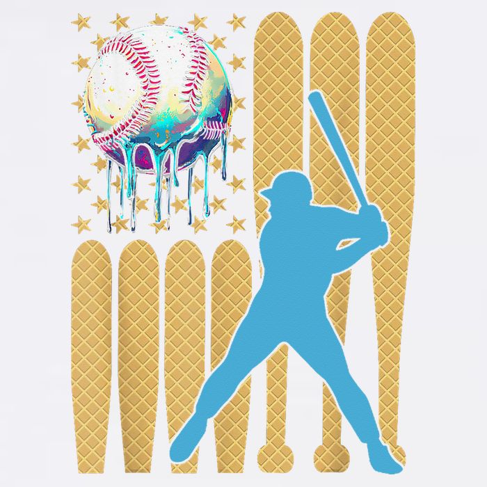 Ice Cream Drip Baseball Bat Baseball Player 4th Of July Garment-Dyed Sweatshirt