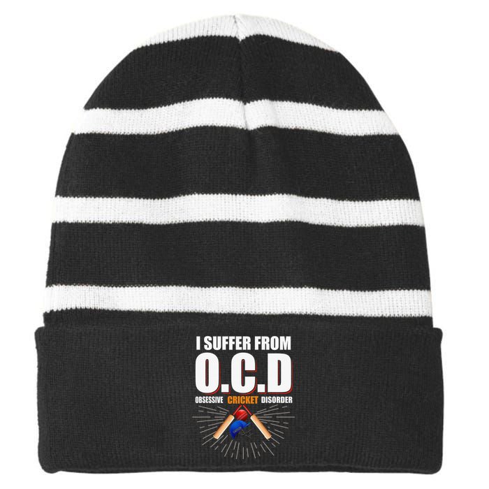 Indian Cricketer Dhoni 7 Cricket Lover Fan Sports Lover Striped Beanie with Solid Band