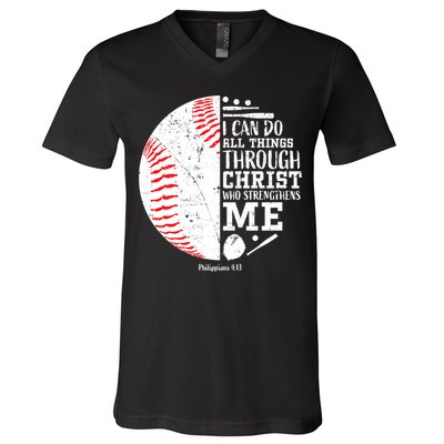I Can Do All Things Through Christ Who Strengthens Me Baseball V-Neck T-Shirt