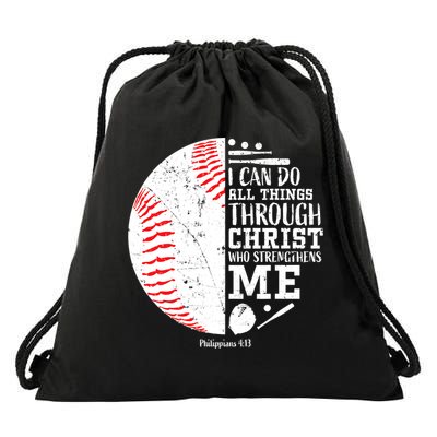 I Can Do All Things Through Christ Who Strengthens Me Baseball Drawstring Bag