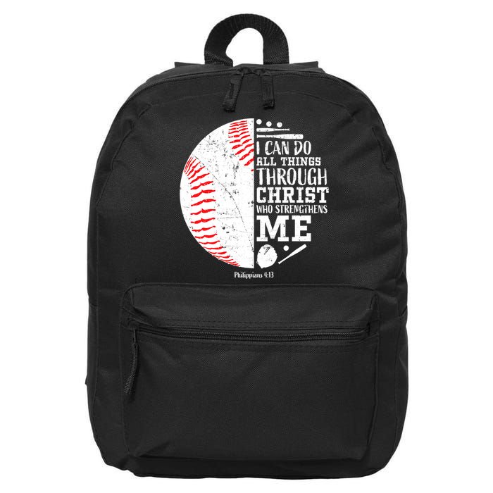 I Can Do All Things Through Christ Who Strengthens Me Baseball 16 in Basic Backpack