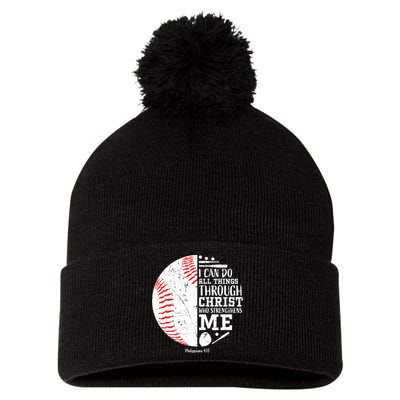 I Can Do All Things Through Christ Who Strengthens Me Baseball Pom Pom 12in Knit Beanie