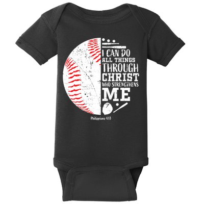 I Can Do All Things Through Christ Who Strengthens Me Baseball Baby Bodysuit