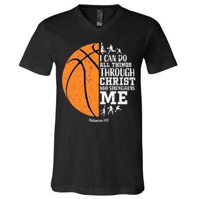 I Can Do All Things Through Christ Who Strengthens Me Basketball V-Neck T-Shirt