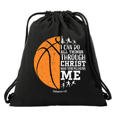 I Can Do All Things Through Christ Who Strengthens Me Basketball Drawstring Bag
