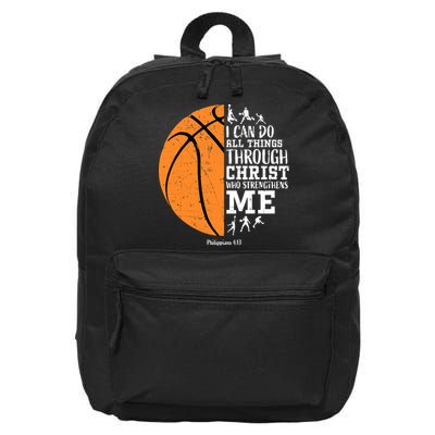 I Can Do All Things Through Christ Who Strengthens Me Basketball 16 in Basic Backpack