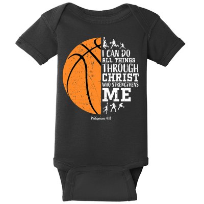 I Can Do All Things Through Christ Who Strengthens Me Basketball Baby Bodysuit