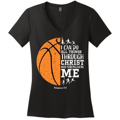 I Can Do All Things Through Christ Who Strengthens Me Basketball Women's V-Neck T-Shirt