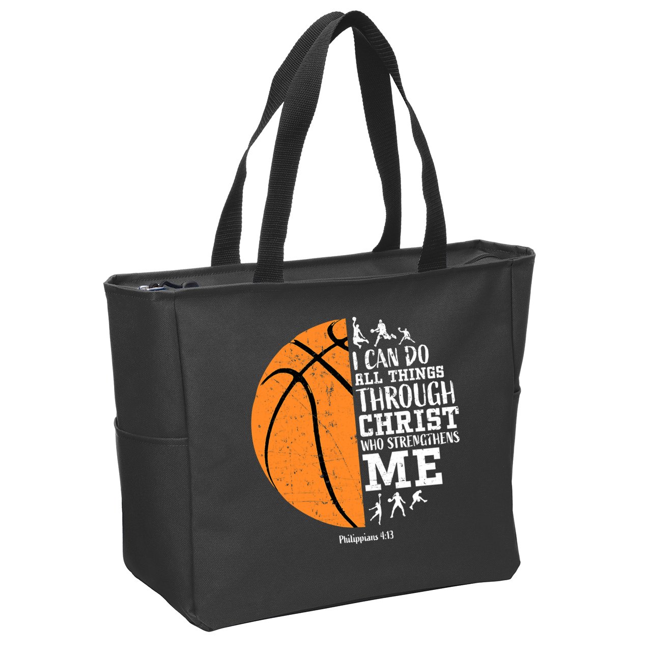 I Can Do All Things Through Christ Who Strengthens Me Basketball Zip Tote Bag