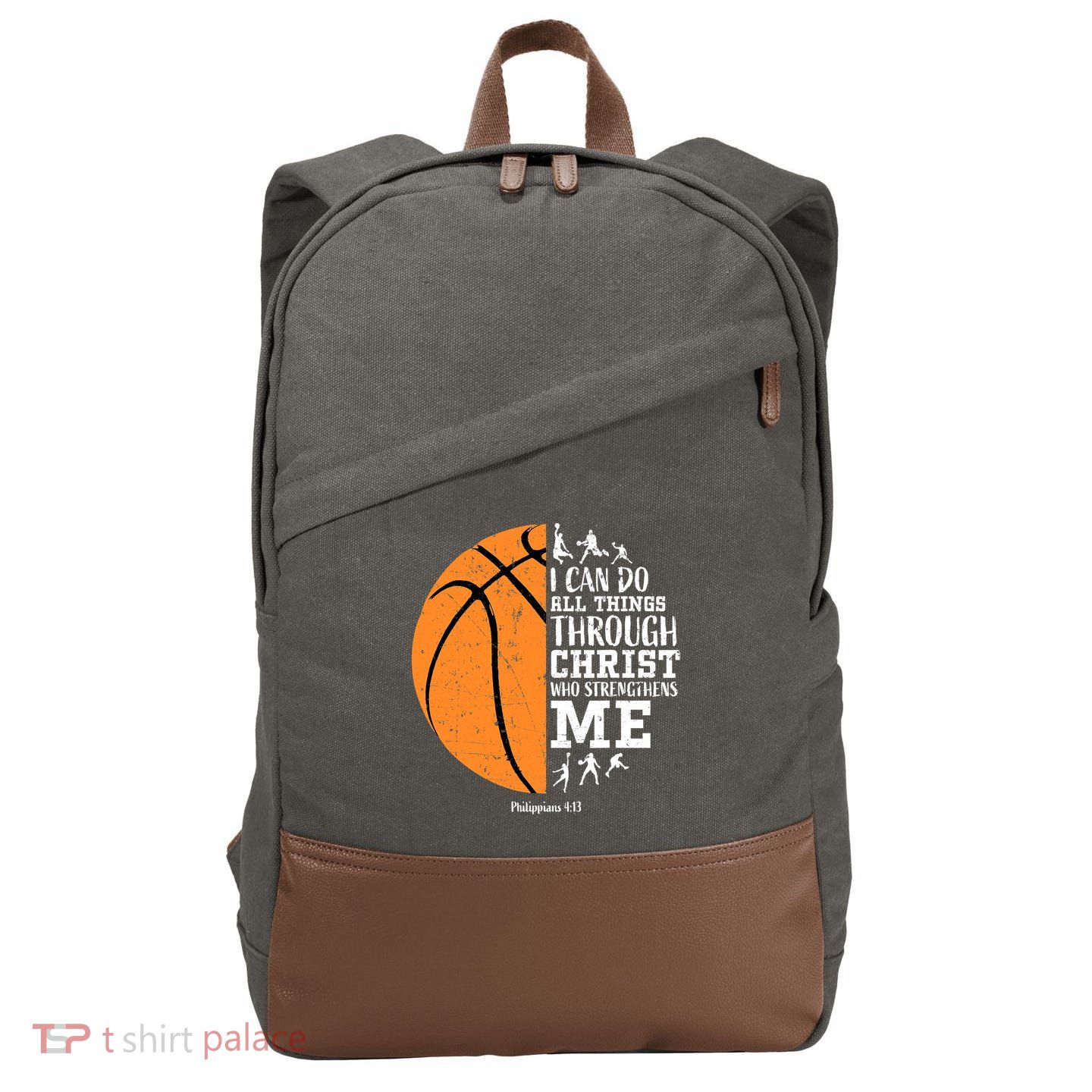 I Can Do All Things Through Christ Who Strengthens Me Basketball Cotton Canvas Backpack