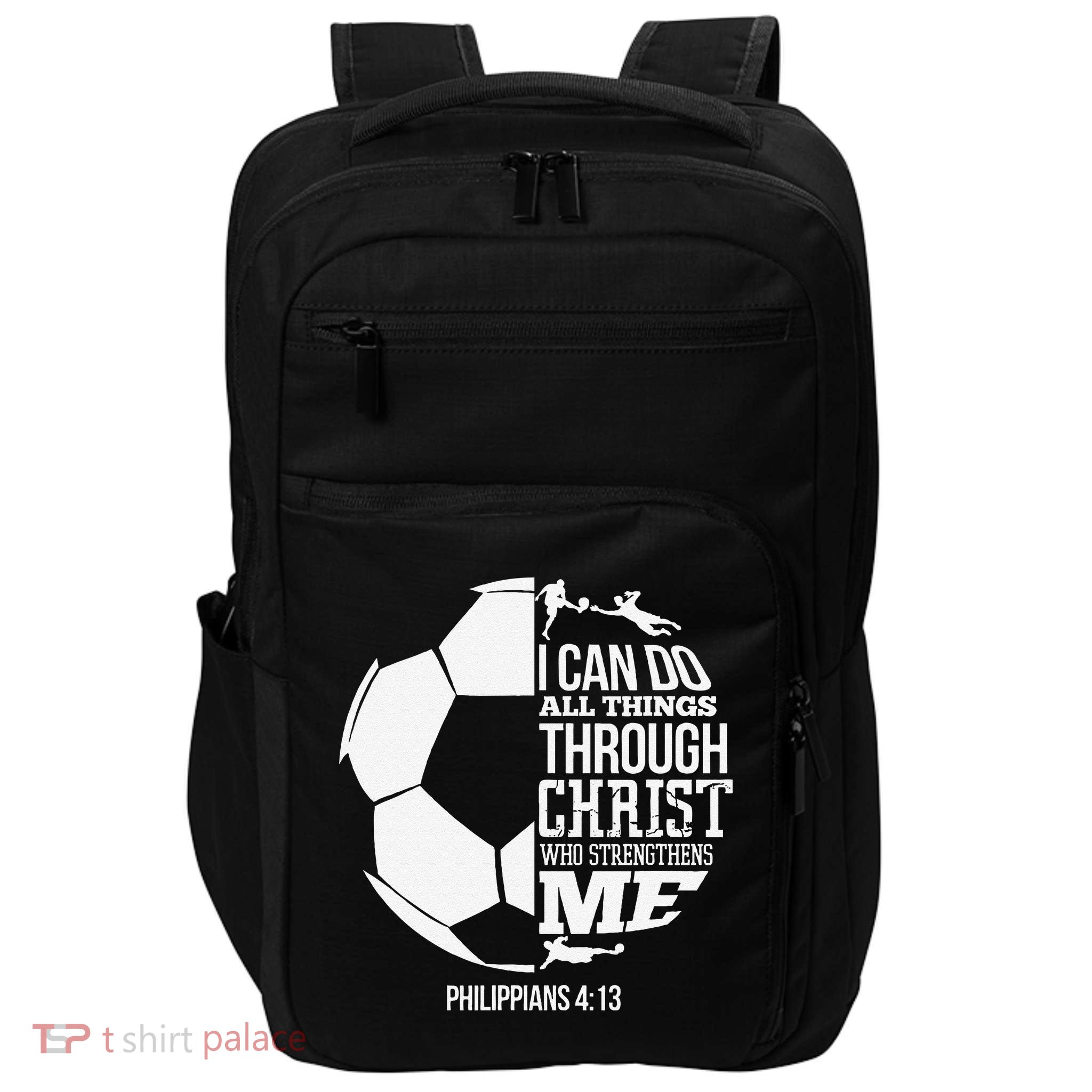 I Can Do All Things Through Christ Soccer Player Christian Impact Tech Backpack